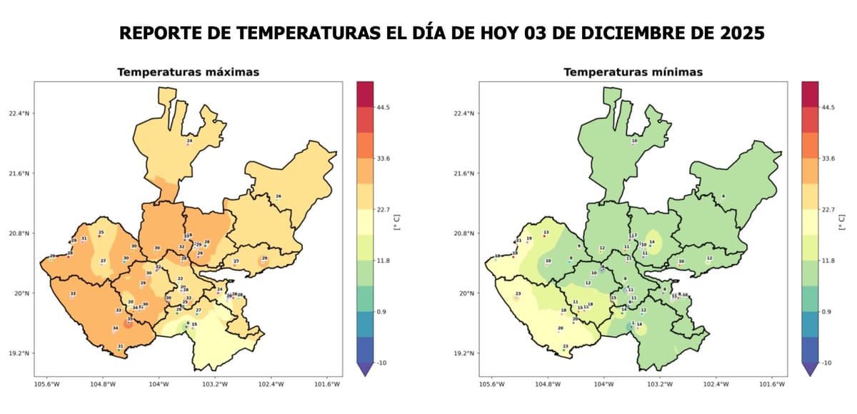 Jalisco vive contrastes climáticos: de 35°C en la Costa Sur a 1°C en el Nevado de Colima